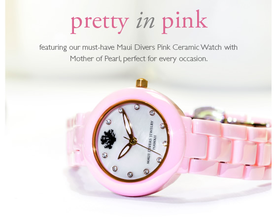 Pink Ceramic Watch with Mother of Pearl